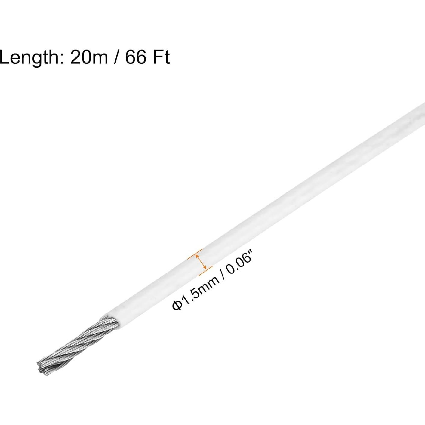 Cable de Acero Inoxidable 304 20m MECCANIXITY Recubierto Vinilo 1.5mm