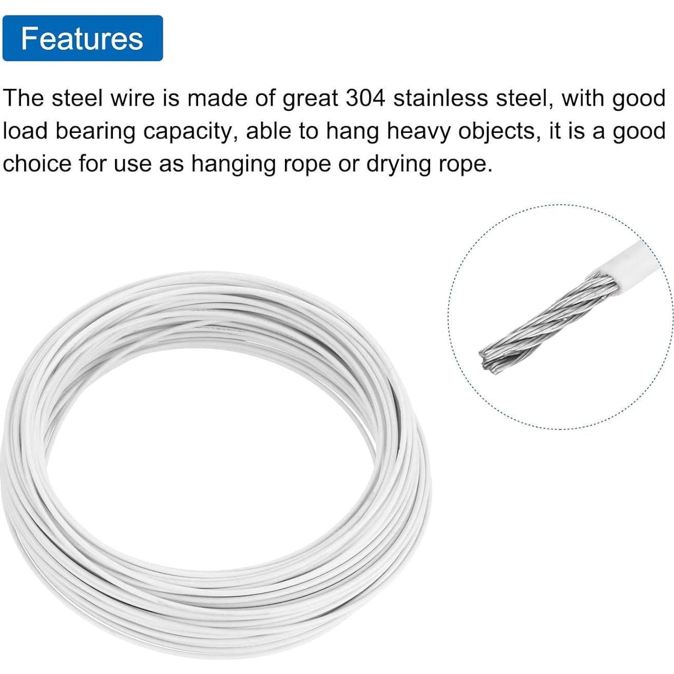 Cable de Acero Inoxidable 304 20m MECCANIXITY Recubierto Vinilo 1.5mm