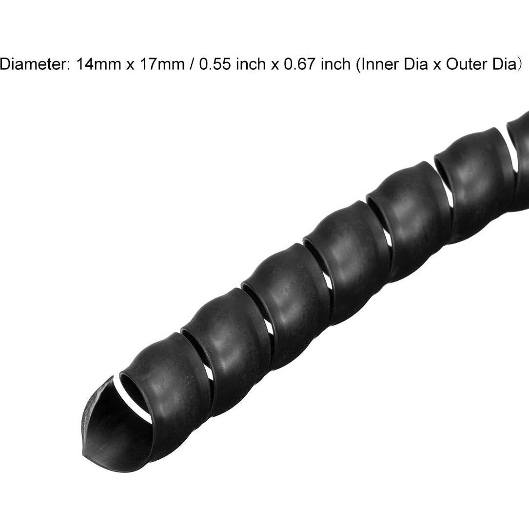 Manga de Gestión de Cables Espiral uxcell 14mm x 17mm 3m Negro