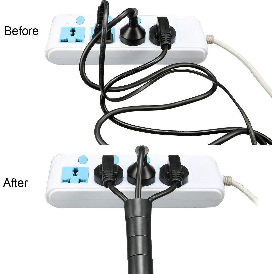 Manga de Gestión de Cables Espiral uxcell 14mm x 17mm 3m Negro