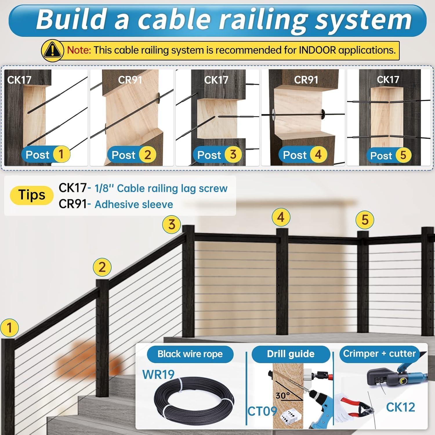 Muzata 40 Manguitos Adhesivos para Cable Acero Inoxidable T316