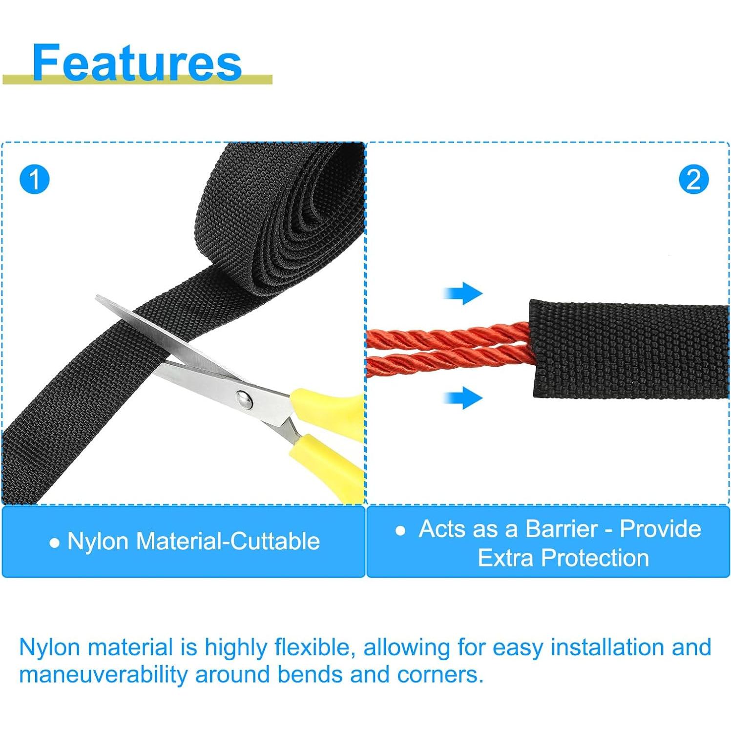 Manga Protectora de Manguera Nylon PATIKIL 200mm x 1m Negra