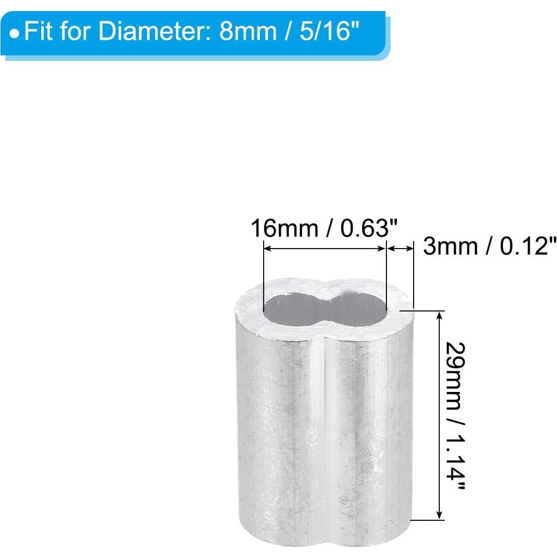 Manga de bucle de crimpado aluminio uxcell 8mm 10pcs plata
