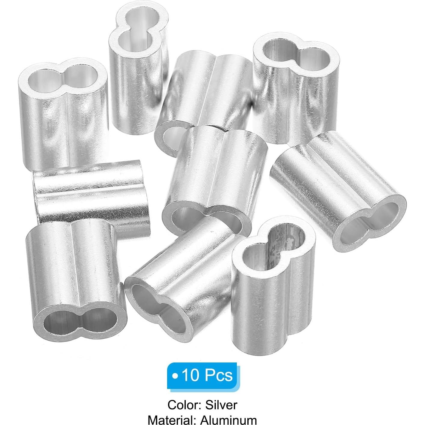 Manga de bucle de crimpado aluminio uxcell 8mm 10pcs plata