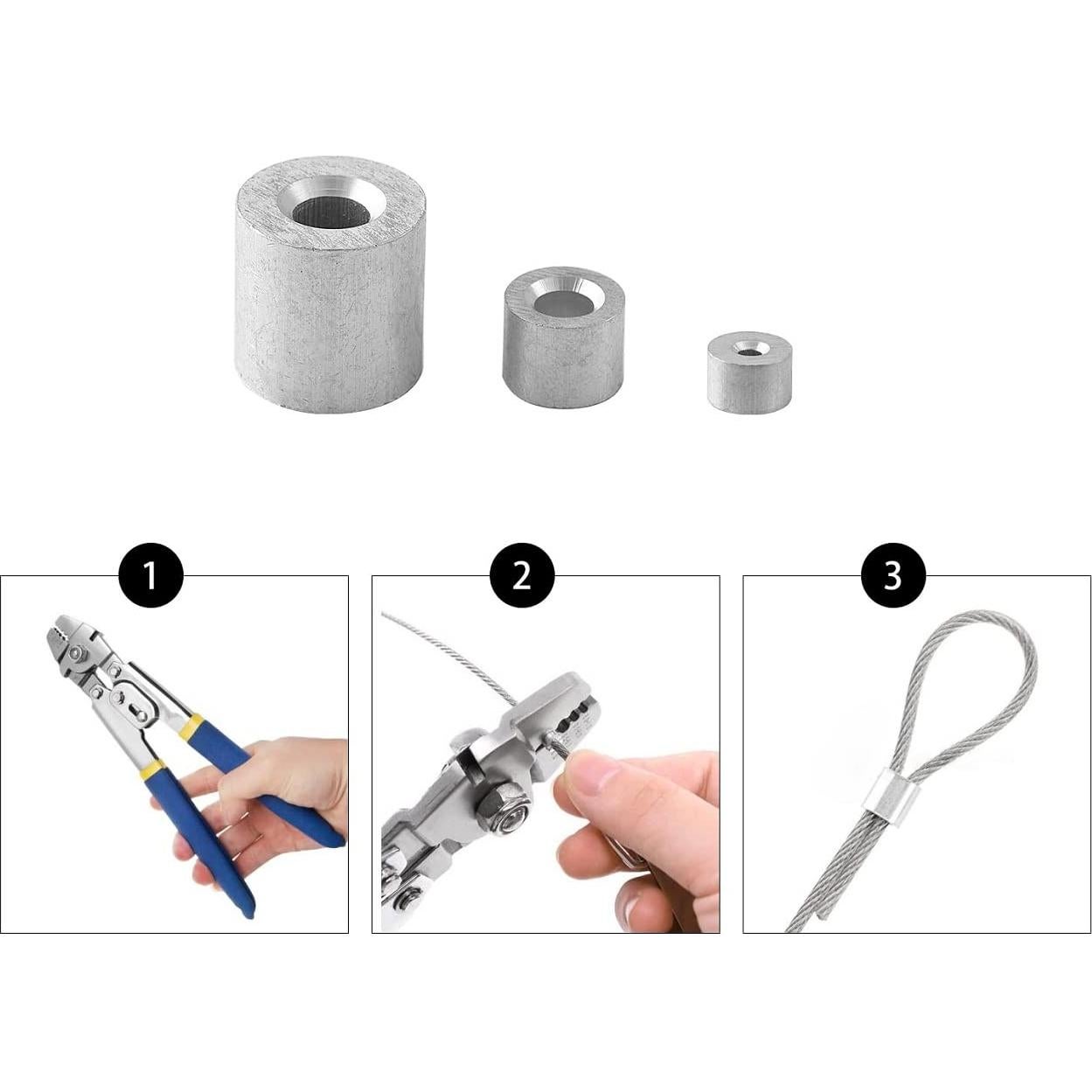 25 Piezas Manga de Alambre Crimpado Aluminio 6mm GZXUNFA