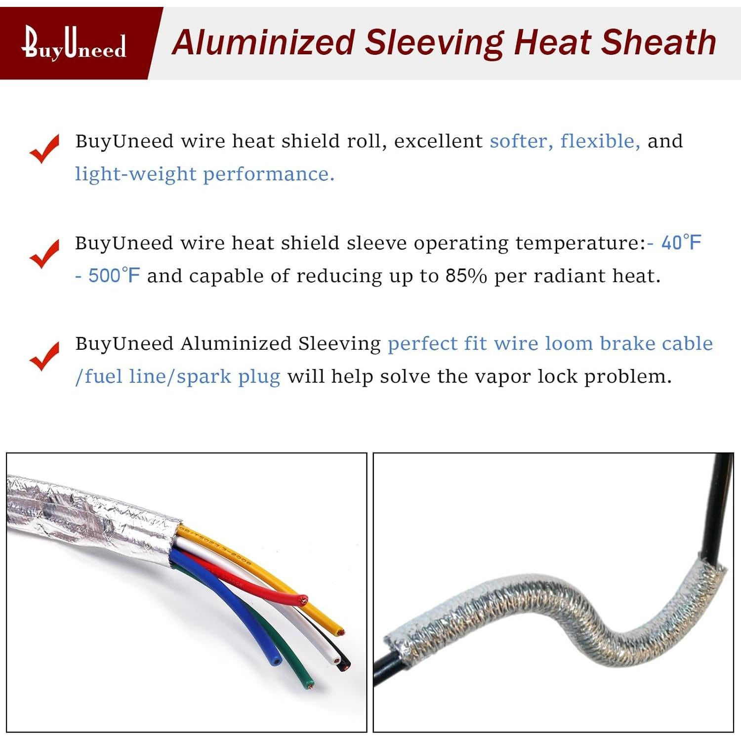 Manguito de Protección Térmica Aluminizado BuyUneed 1.27cm x 3.2m