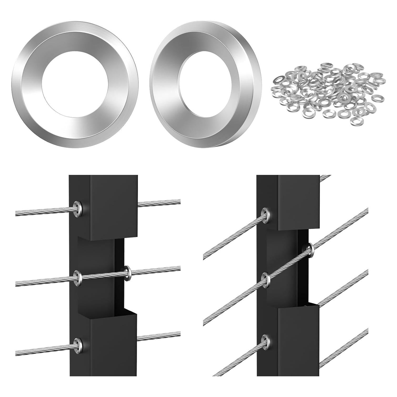BLIKA 100 Pack Mangas Adhesivas para Barandilla de Cable 1/8"