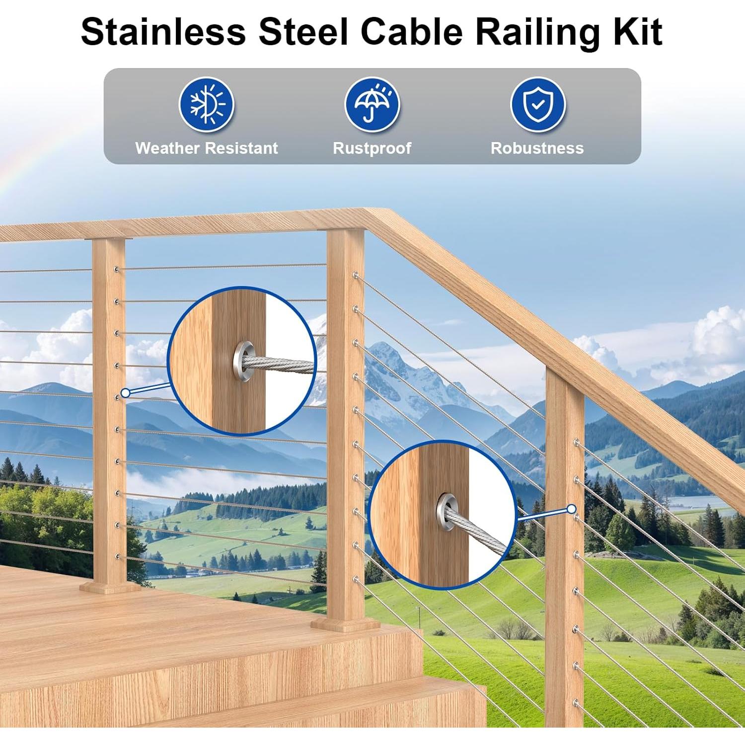 BLIKA 100 Pack Mangas Adhesivas para Barandilla de Cable 1/8"