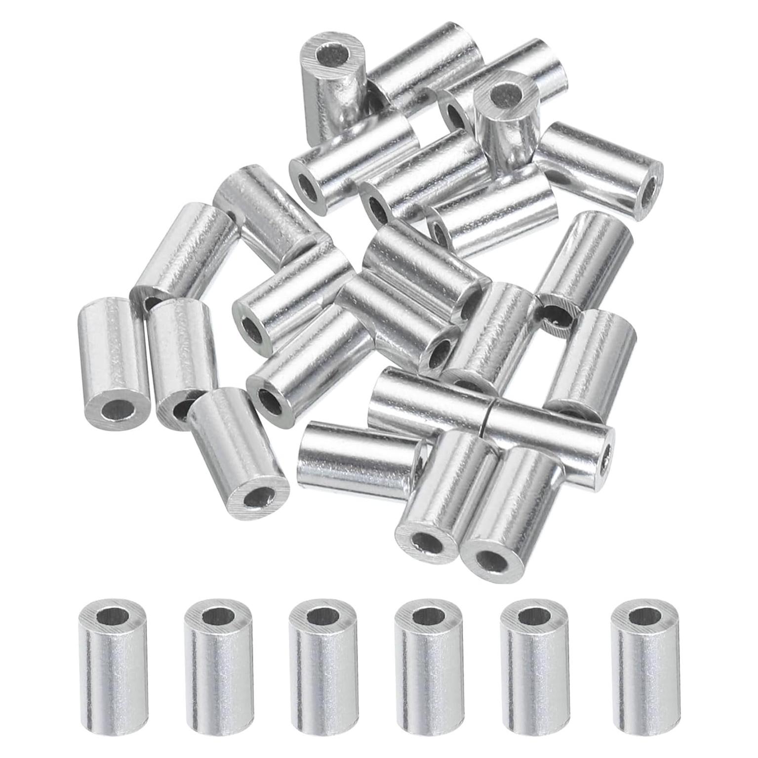 Manguito de Crimpado de Aluminio uxcell 1.5mm 25pcs Plateado