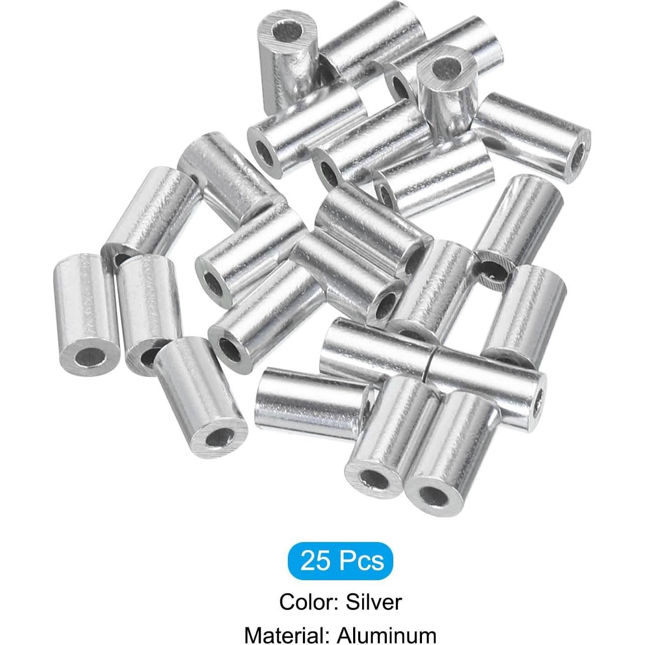 Manguito de Crimpado de Aluminio uxcell 1.5mm 25pcs Plateado