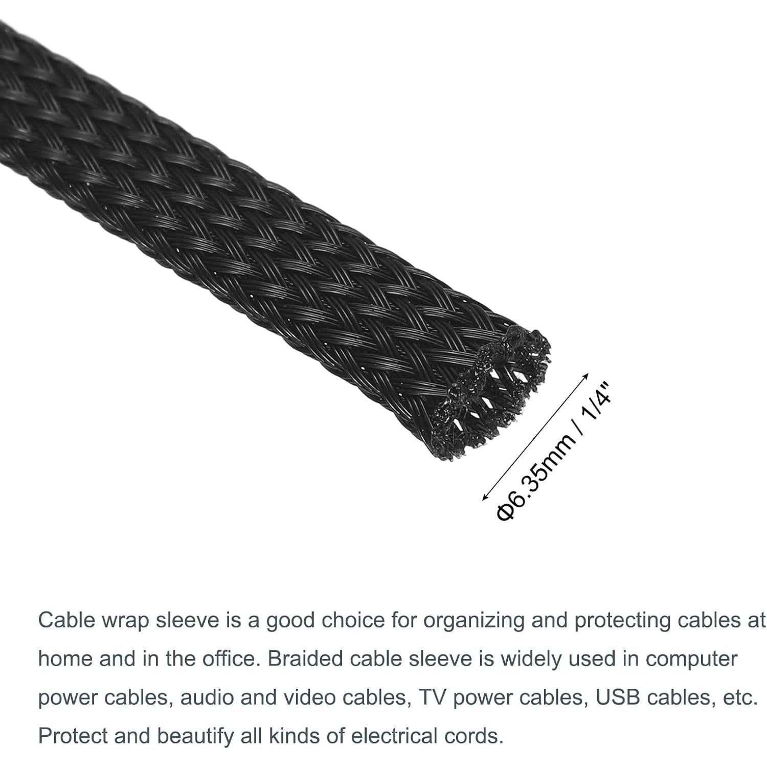 Manguito Expandible uxcell 6.35mm x 30m Negro Aislante