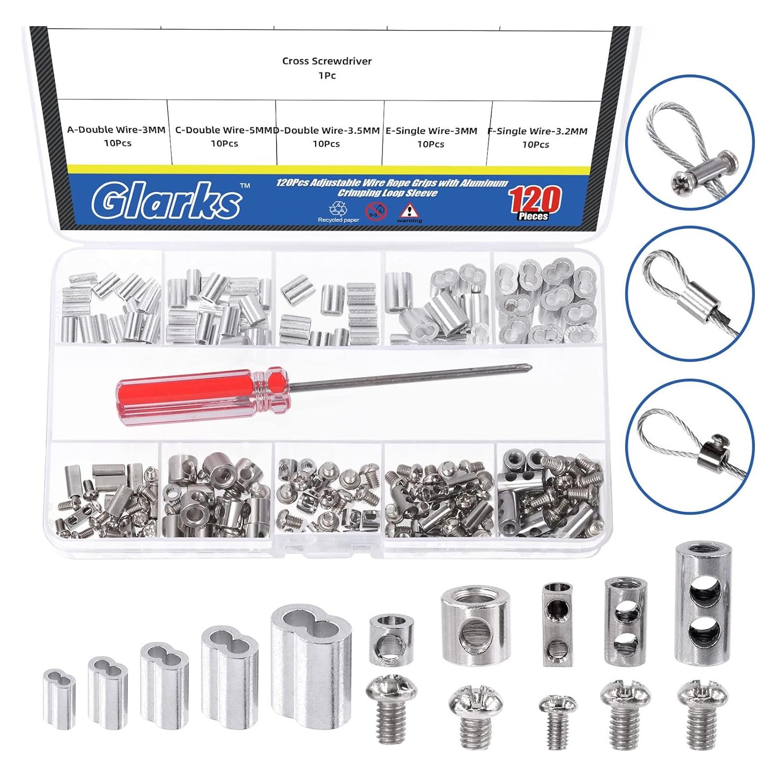 Kit de Abrazaderas y Mangas de Crimpado Glarks 121 Pcs