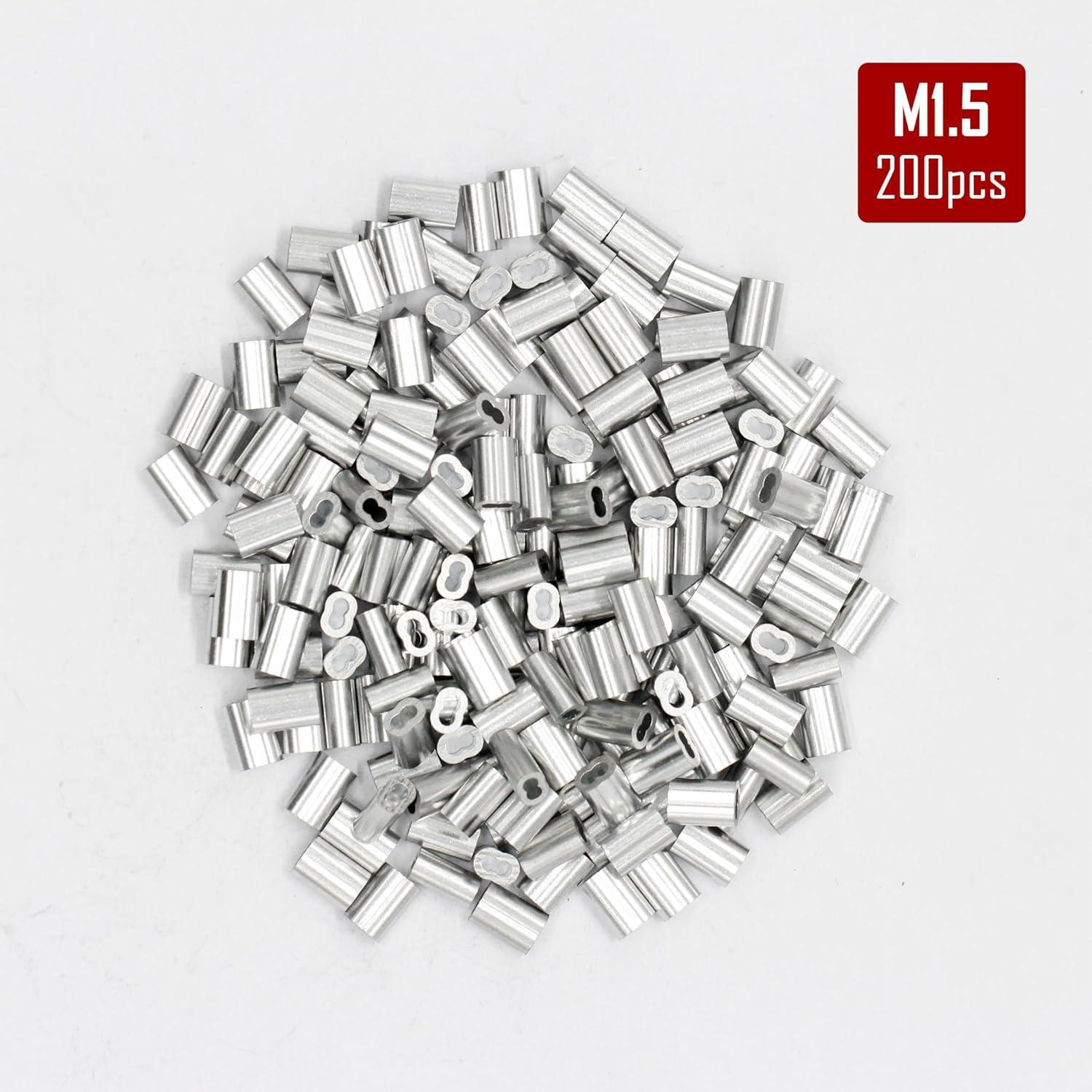 Mangas de Crimpado de Aluminio HENGTONG 200PCS M1.5 1.5mm