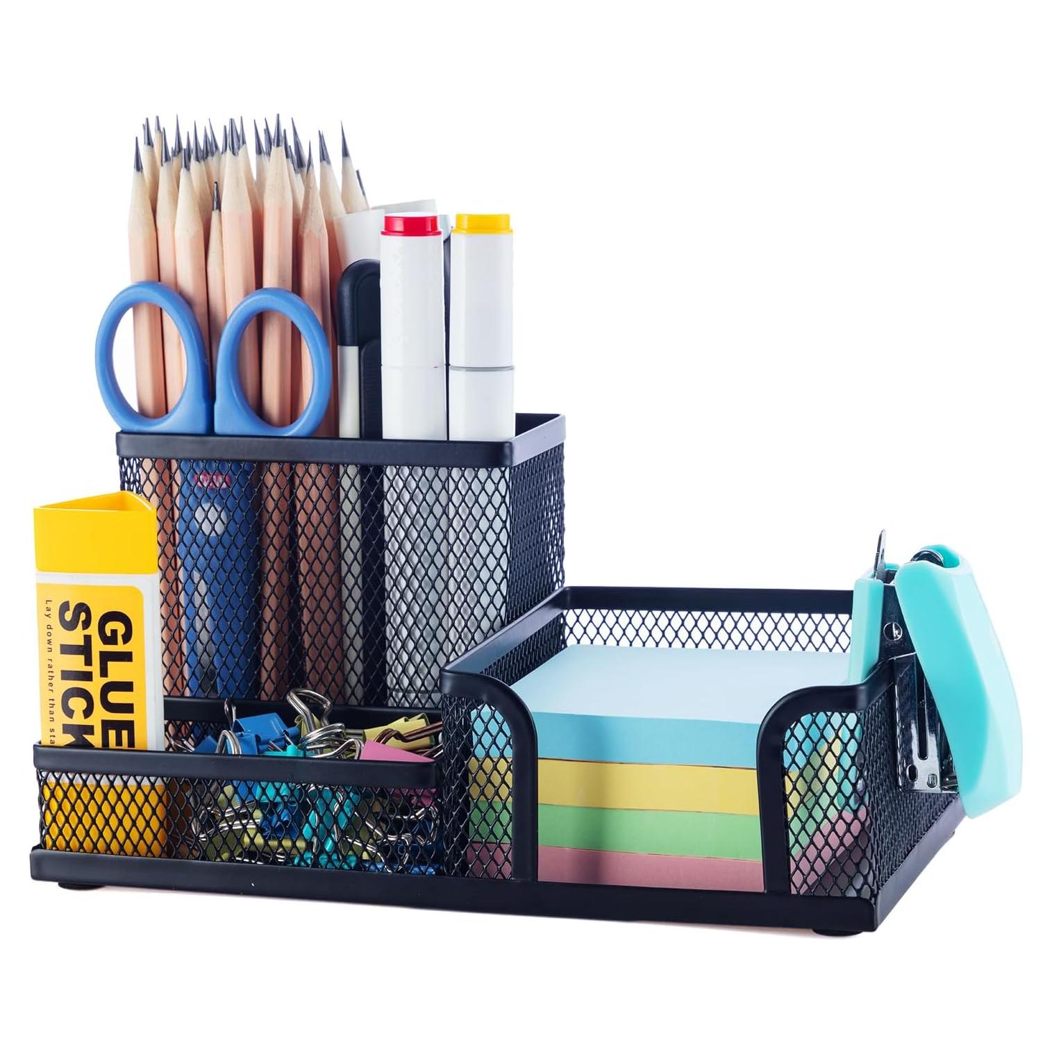 Organizador de Escritorio M&G Negro con 3 Compartimentos