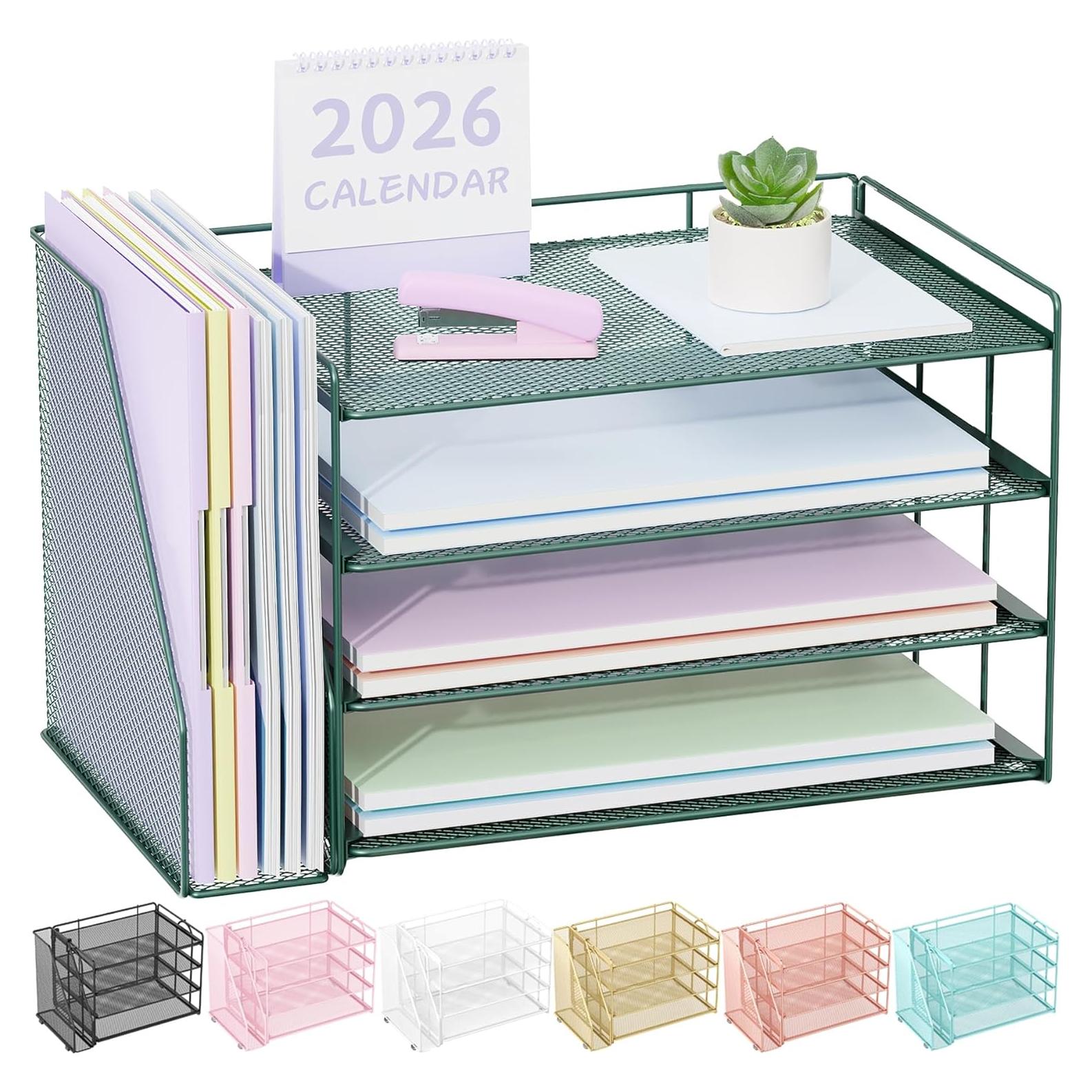 Organizador de Escritorio Spacrea Verde Oscuro con 5 Bandejas