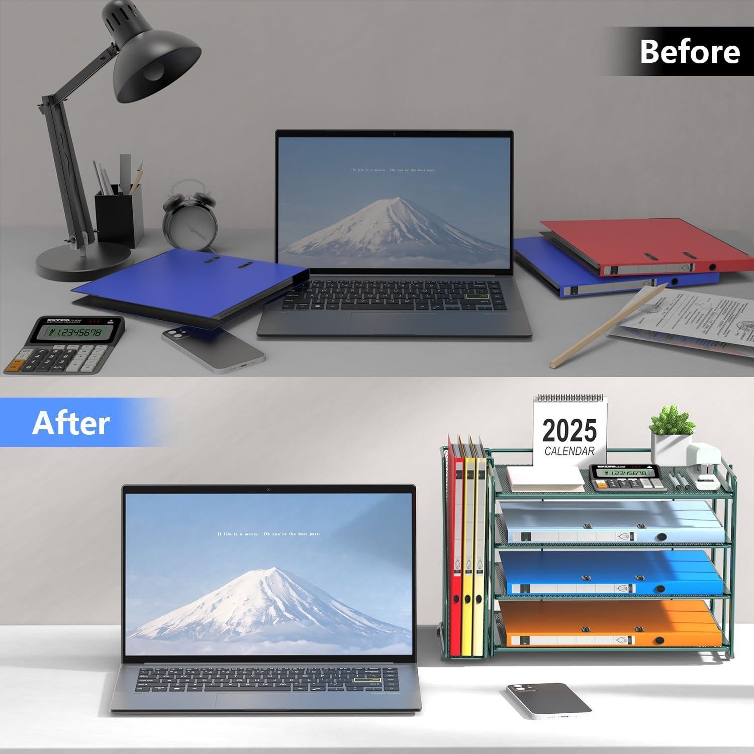 Organizador de Escritorio Spacrea Verde Oscuro con 5 Bandejas