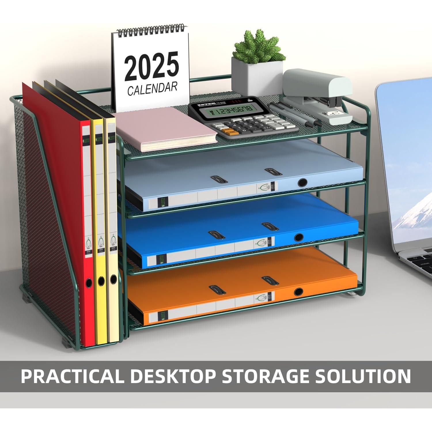 Organizador de Escritorio Spacrea Verde Oscuro con 5 Bandejas