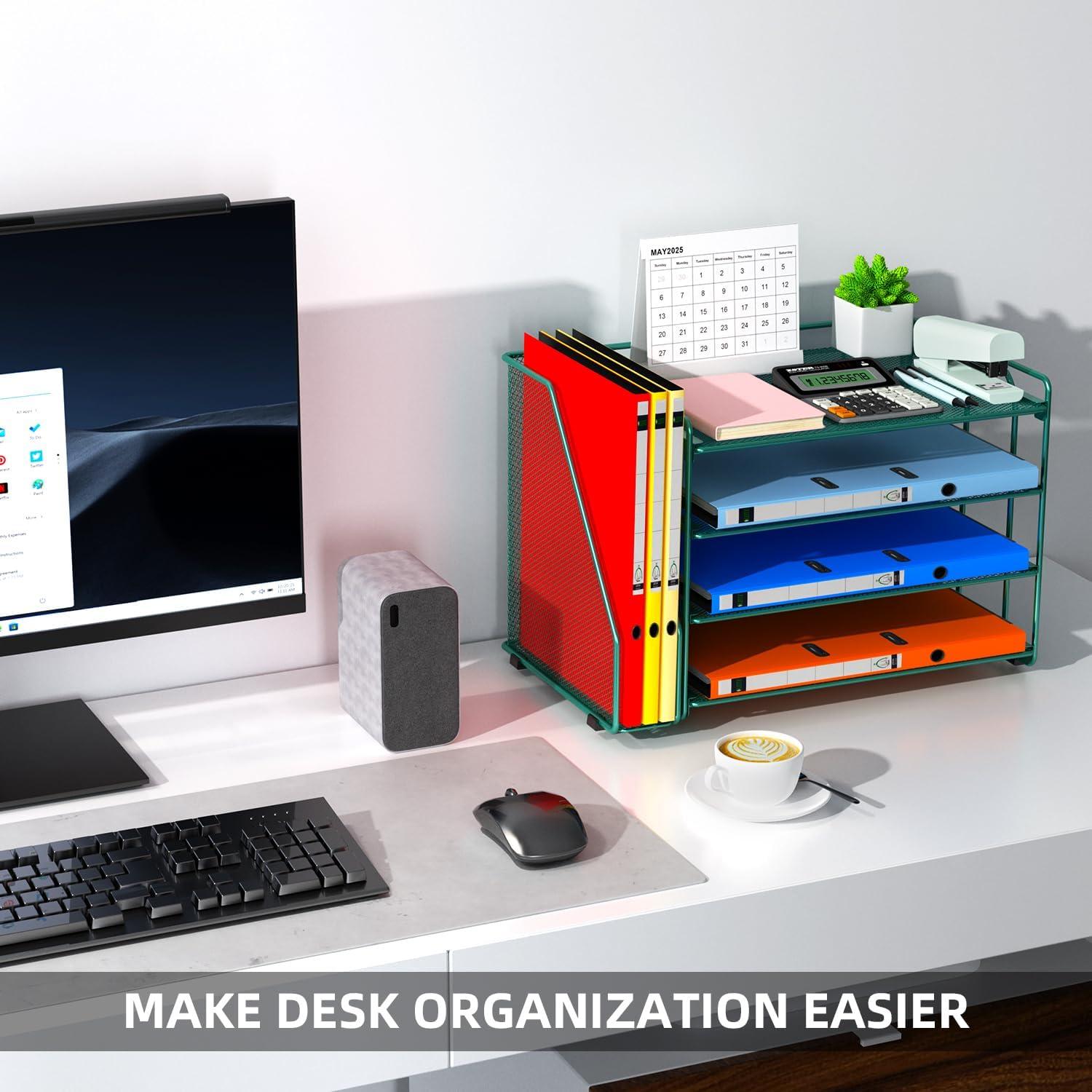 Organizador de Escritorio Spacrea Verde Oscuro con 5 Bandejas