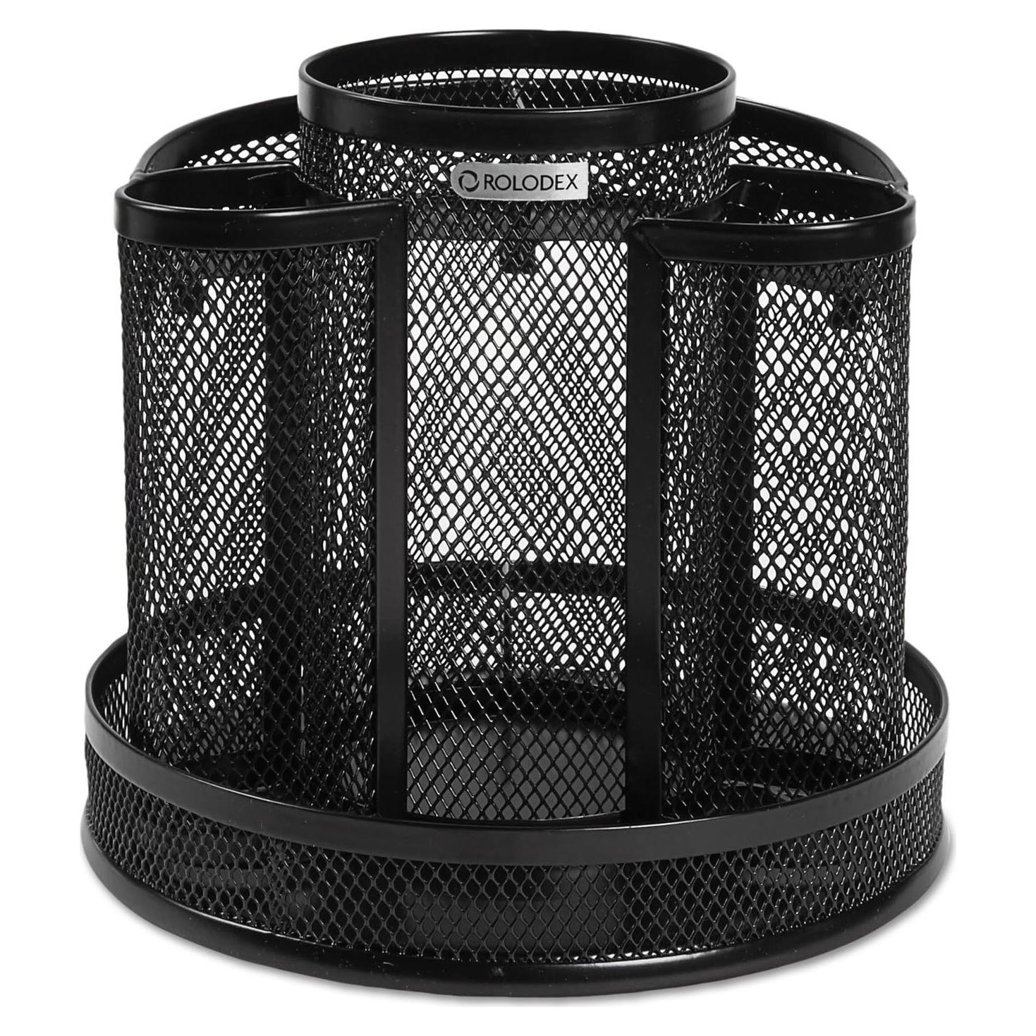 Organizador de Escritorio Rolodex Malla Negra 16.5 cm Giratorio
