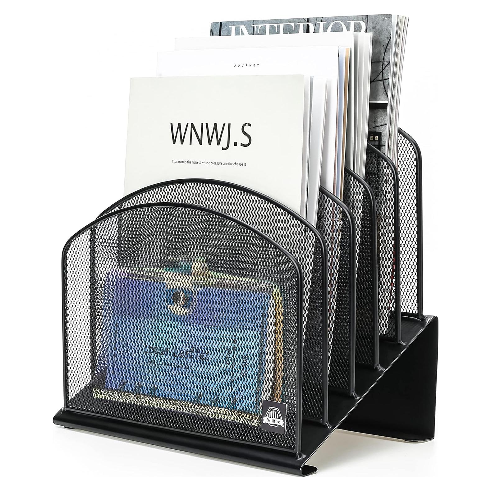 Organizador de Archivos de Escritorio Delifox 5 Secciones Negro