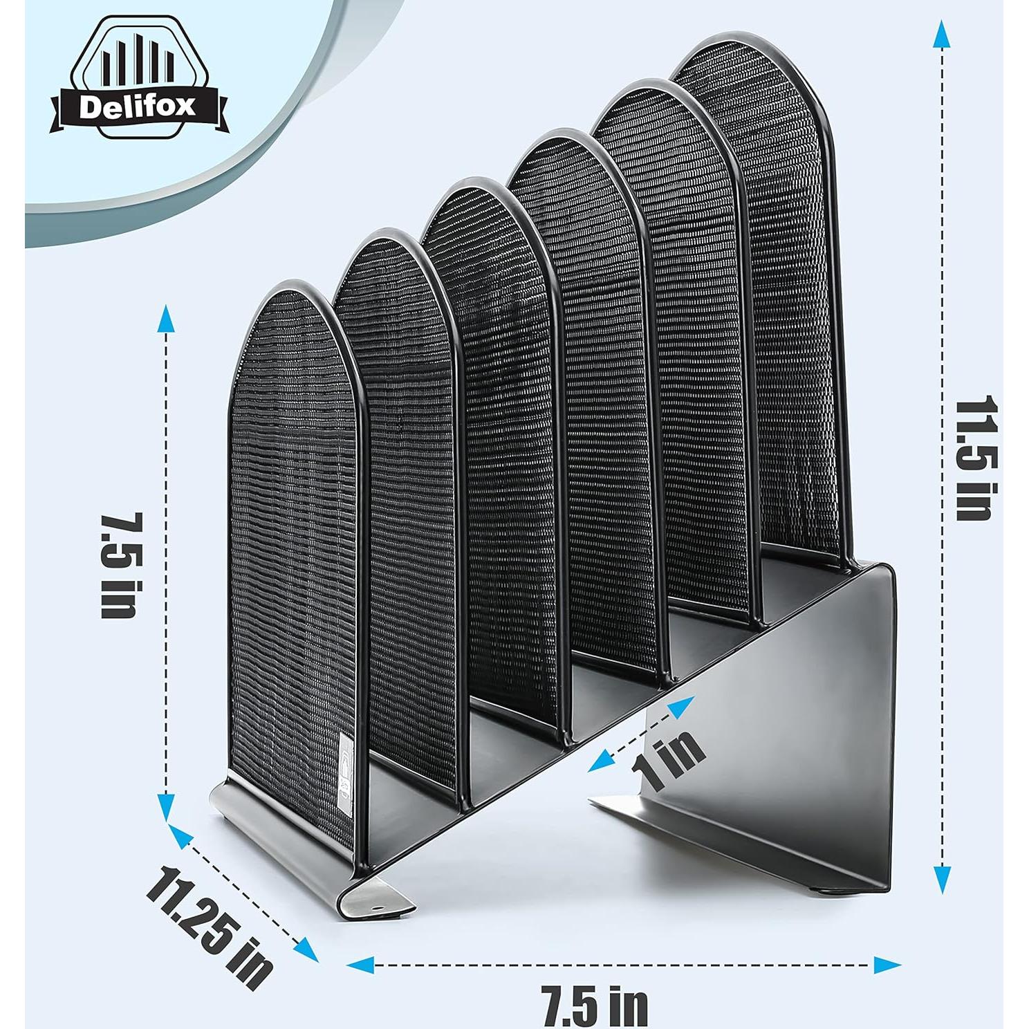 Organizador de Archivos de Escritorio Delifox 5 Secciones Negro