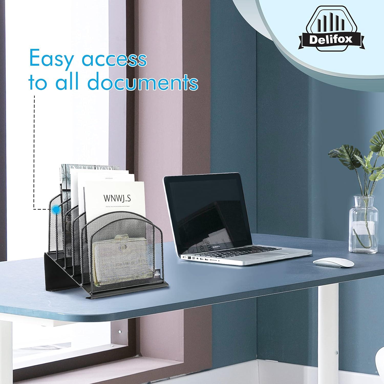 Organizador de Archivos de Escritorio Delifox 5 Secciones Negro