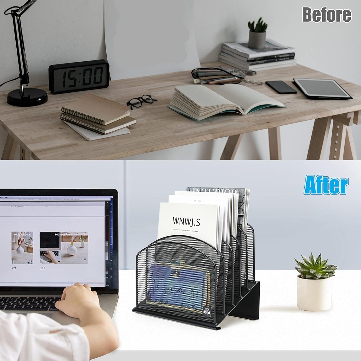 Organizador de Archivos de Escritorio Delifox 5 Secciones Negro