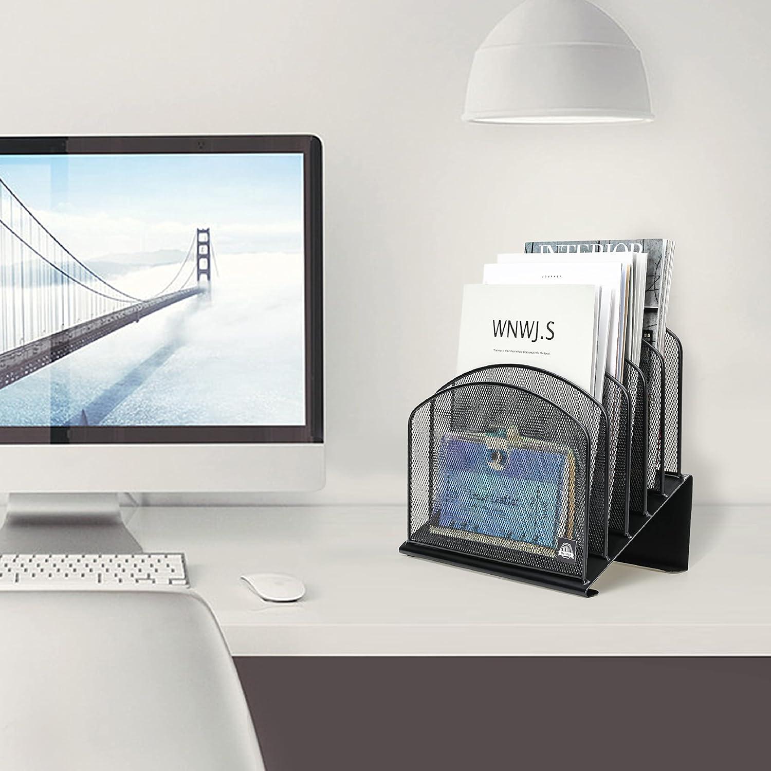 Organizador de Archivos de Escritorio Delifox 5 Secciones Negro