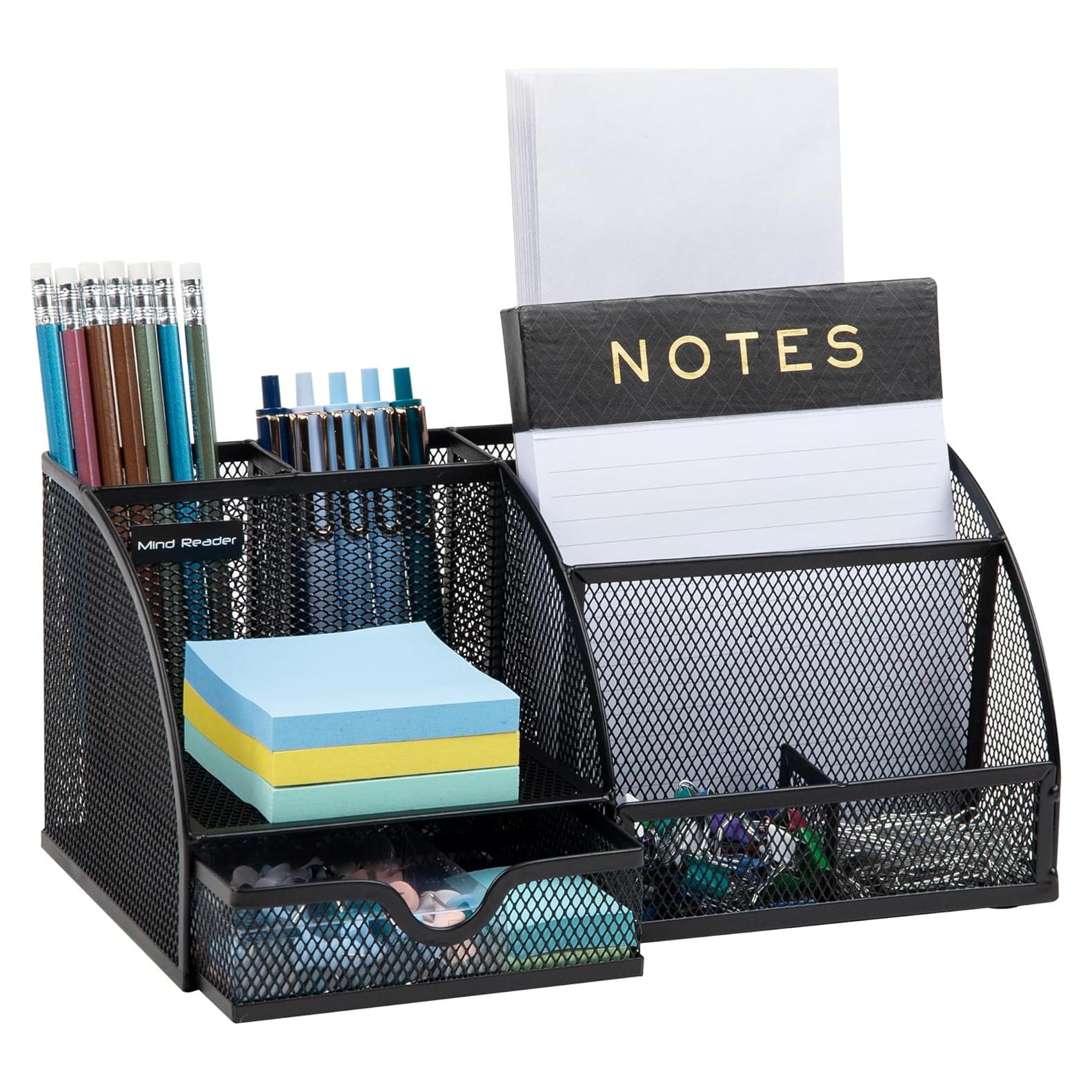 Organizador de Escritorio Mind Reader 7 Compartimentos Metal Negro