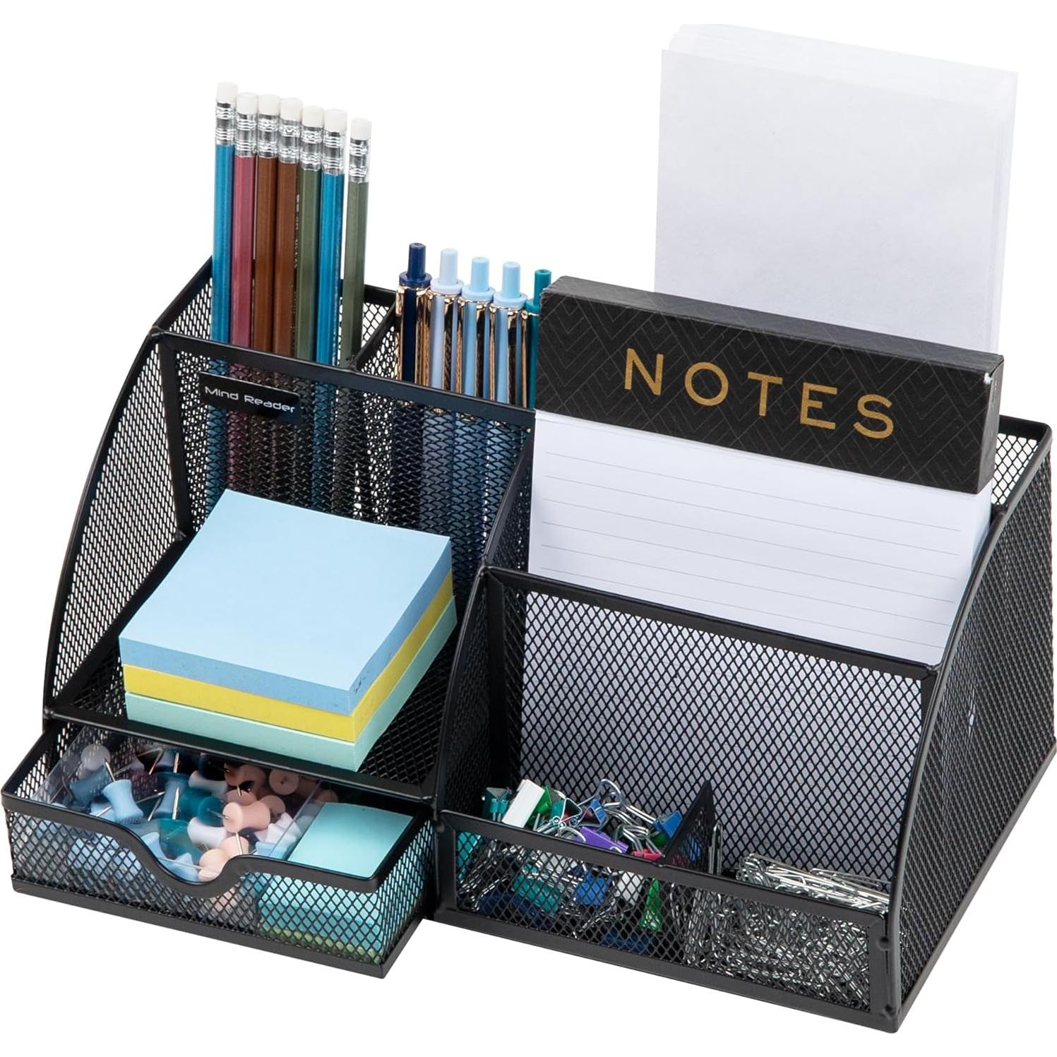 Organizador de Escritorio Mind Reader 7 Compartimentos Metal Negro