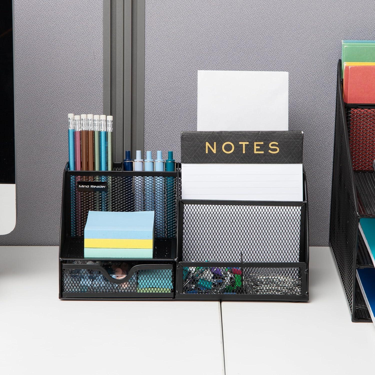 Organizador de Escritorio Mind Reader 7 Compartimentos Metal Negro
