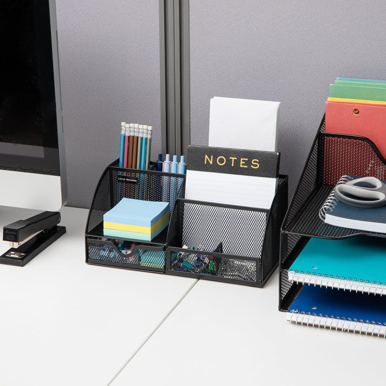 Organizador de Escritorio Mind Reader 7 Compartimentos Metal Negro