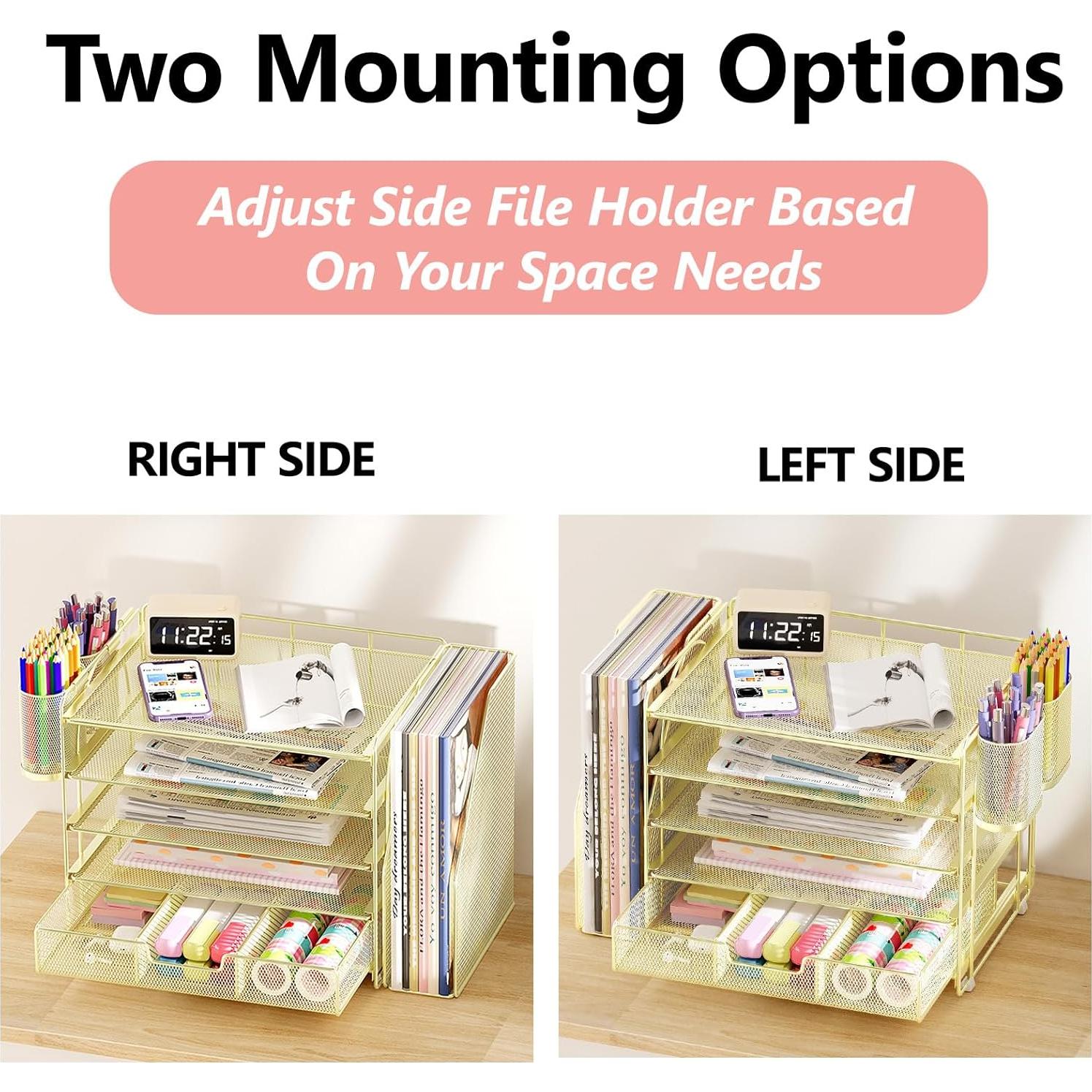 Organizador de Escritorio OPNICE 5 Niveles Dorado con Cajón