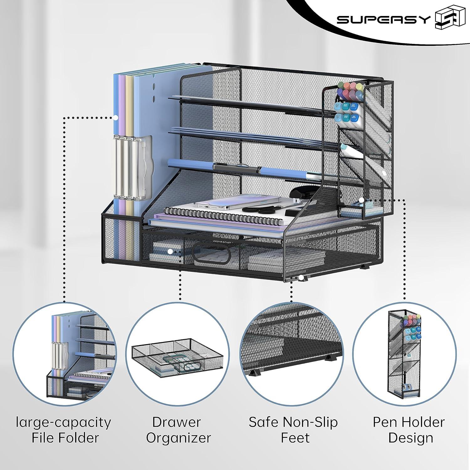 Organizador de Escritorio SUPEASY 5 Niveles Metal Negro
