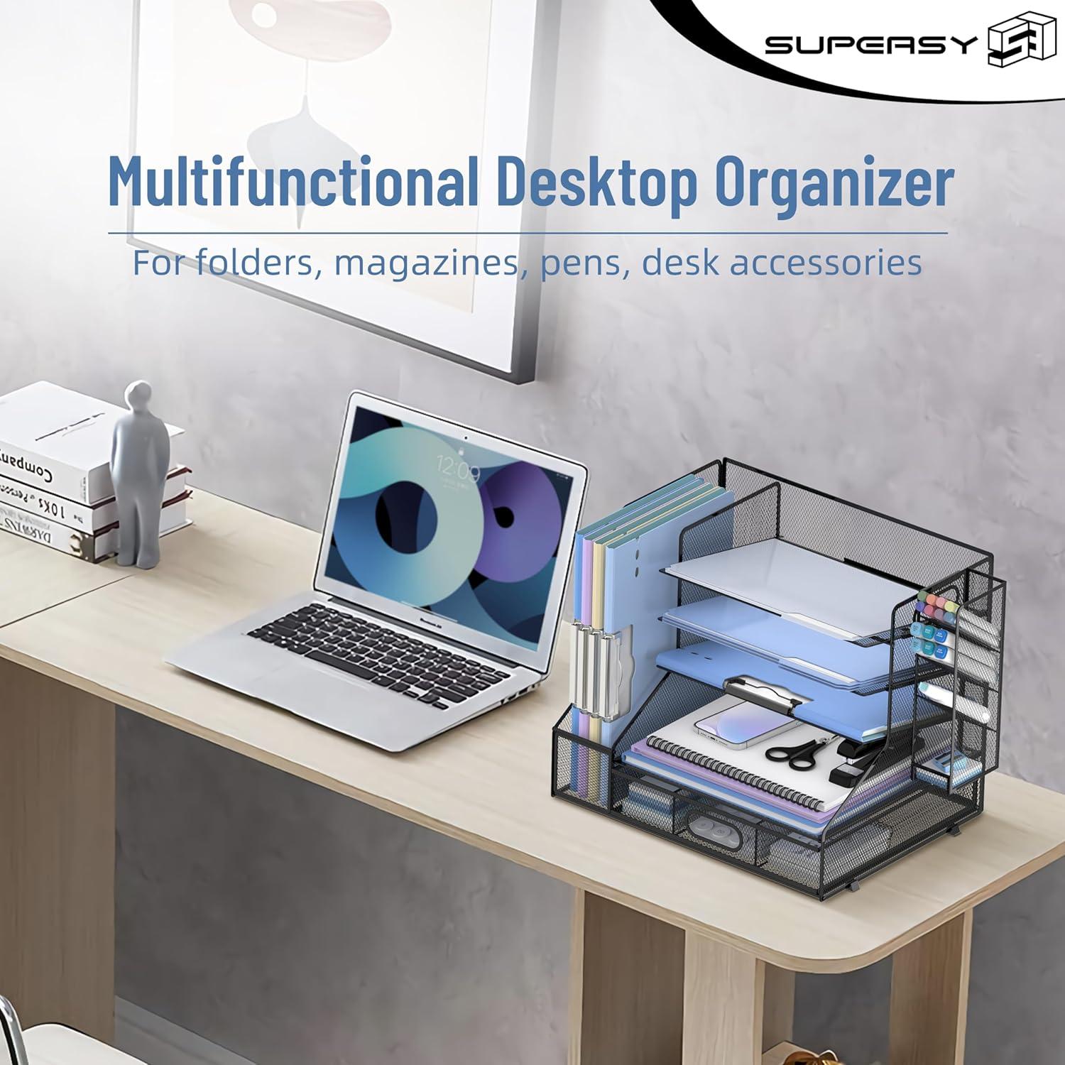 Organizador de Escritorio SUPEASY 5 Niveles Metal Negro