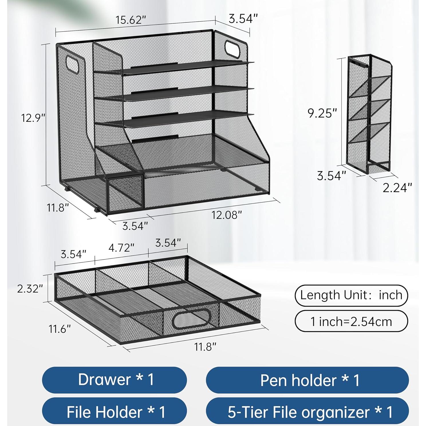 Organizador de Escritorio SUPEASY 5 Niveles Metal Negro