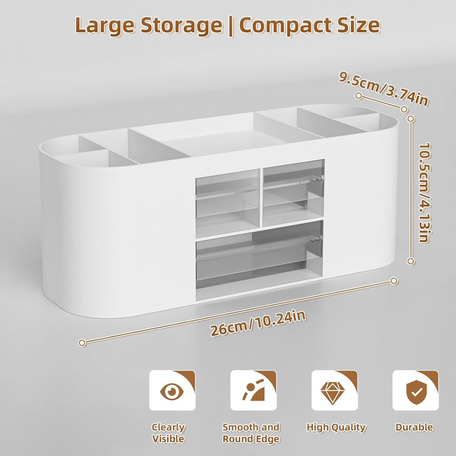 Organizador de Escritorio Marbrasse Blanco con 3 Cajones y 7 Compartimentos