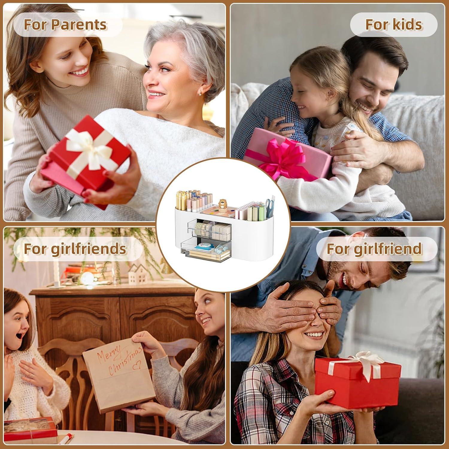 Organizador de Escritorio Marbrasse Blanco con 3 Cajones y 7 Compartimentos