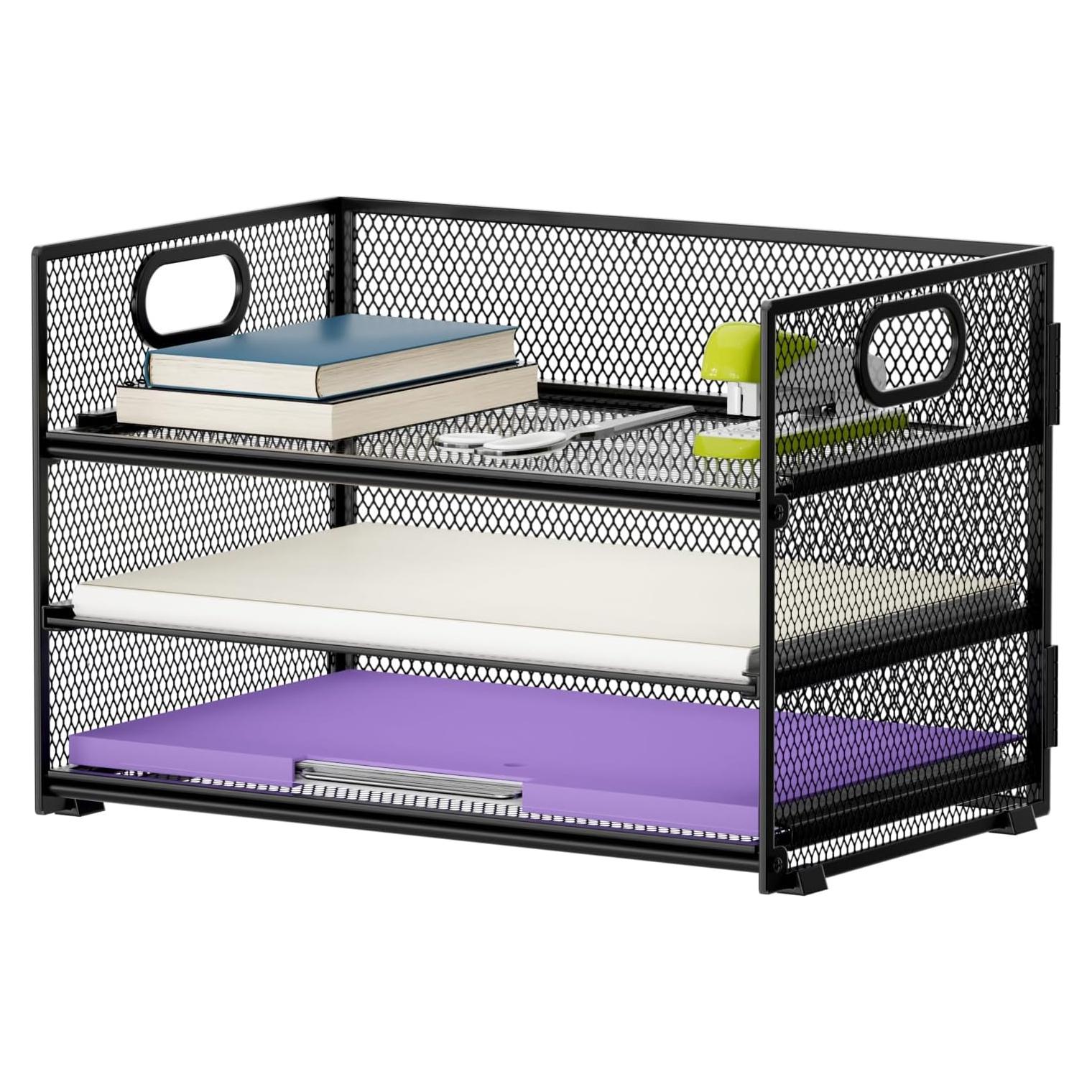 Organizador de Papel Marbrasse 3 Niveles Malla Negra