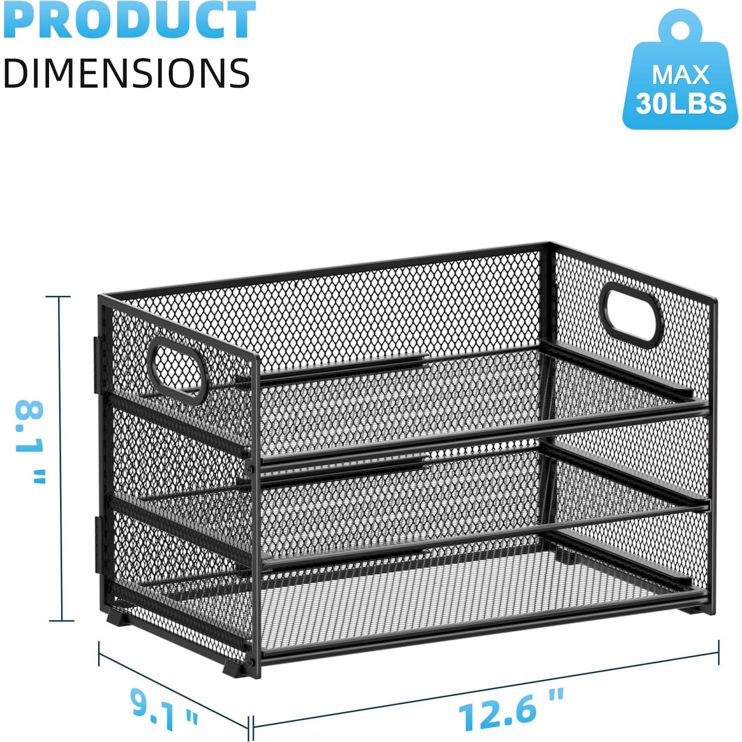 Organizador de Papel Marbrasse 3 Niveles Malla Negra