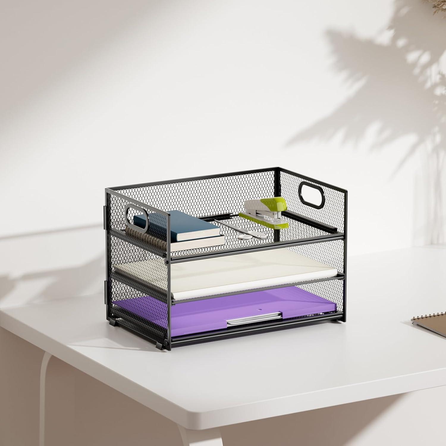 Organizador de Papel Marbrasse 3 Niveles Malla Negra