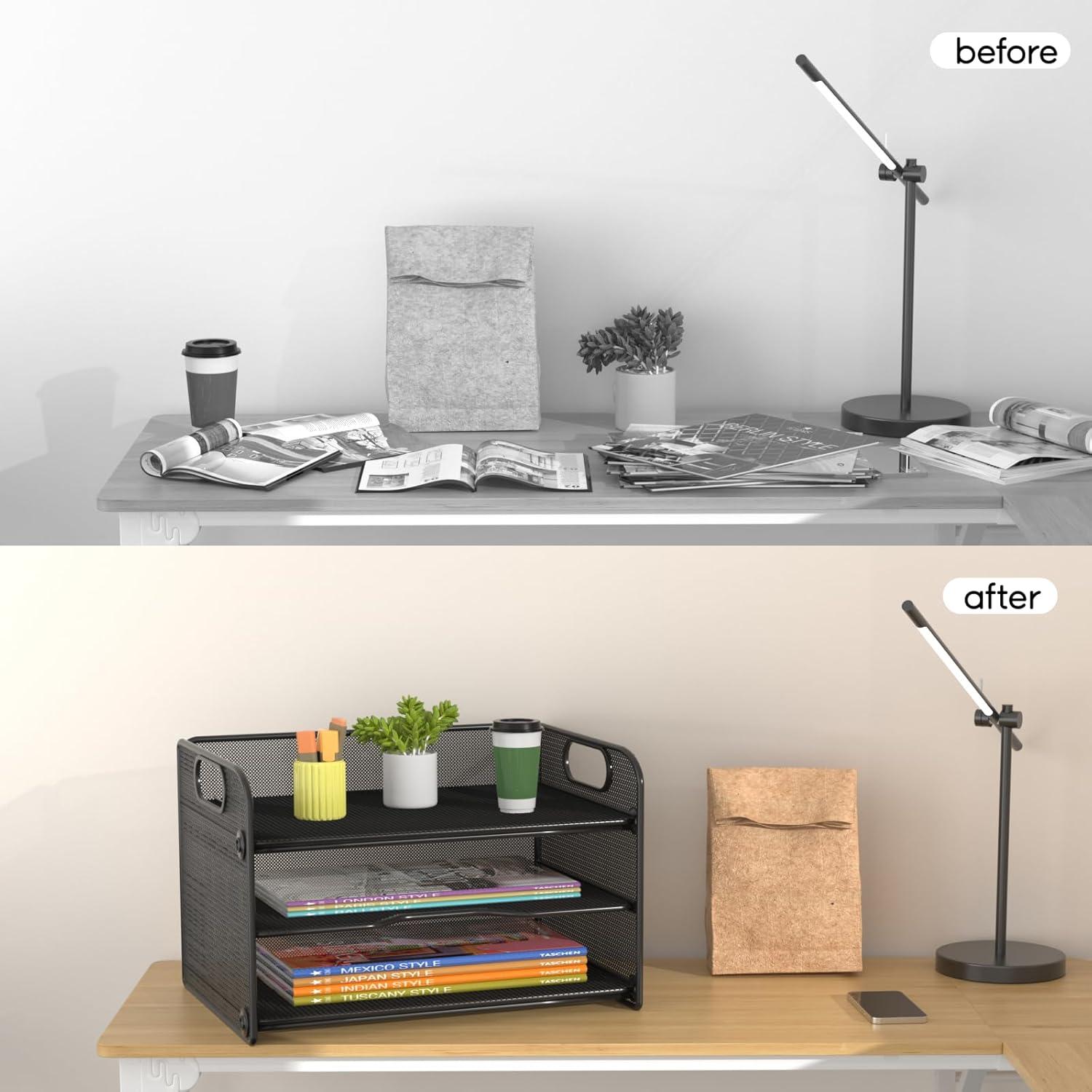 Organizador de Papel Samstar 3 Niveles Malla Negro 33x23.6 cm