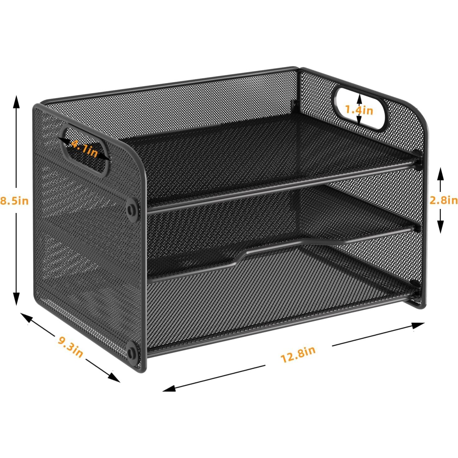 Organizador de Papel Samstar 3 Niveles Malla Negro 33x23.6 cm