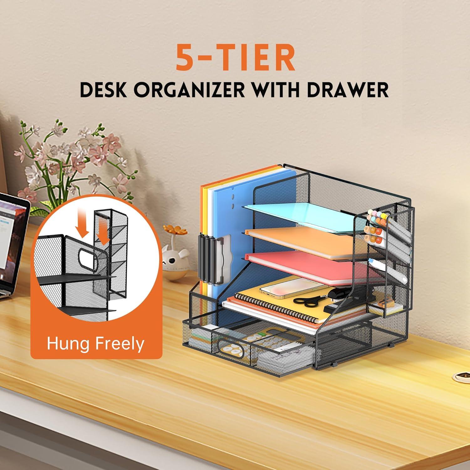 Organizador de Escritorio DALTACK de Malla 5 Niveles Negro