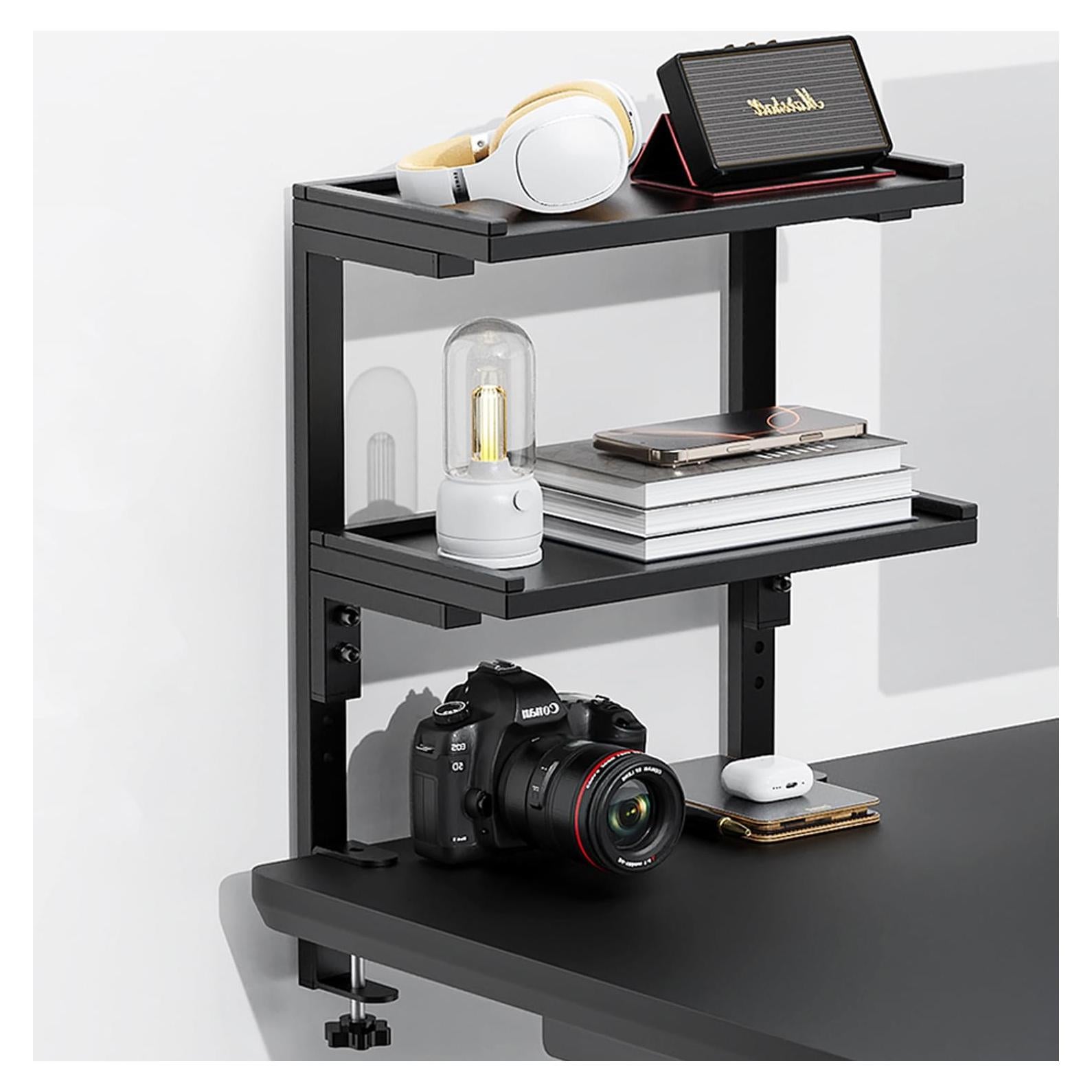 Estante de escritorio Spacrea SP-S-2 negro, 2 niveles ajustables