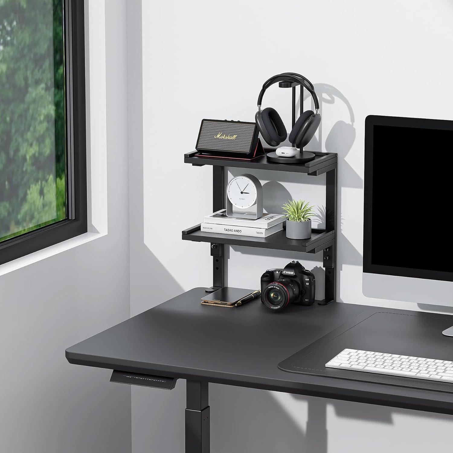 Estante de escritorio Spacrea SP-S-2 negro, 2 niveles ajustables