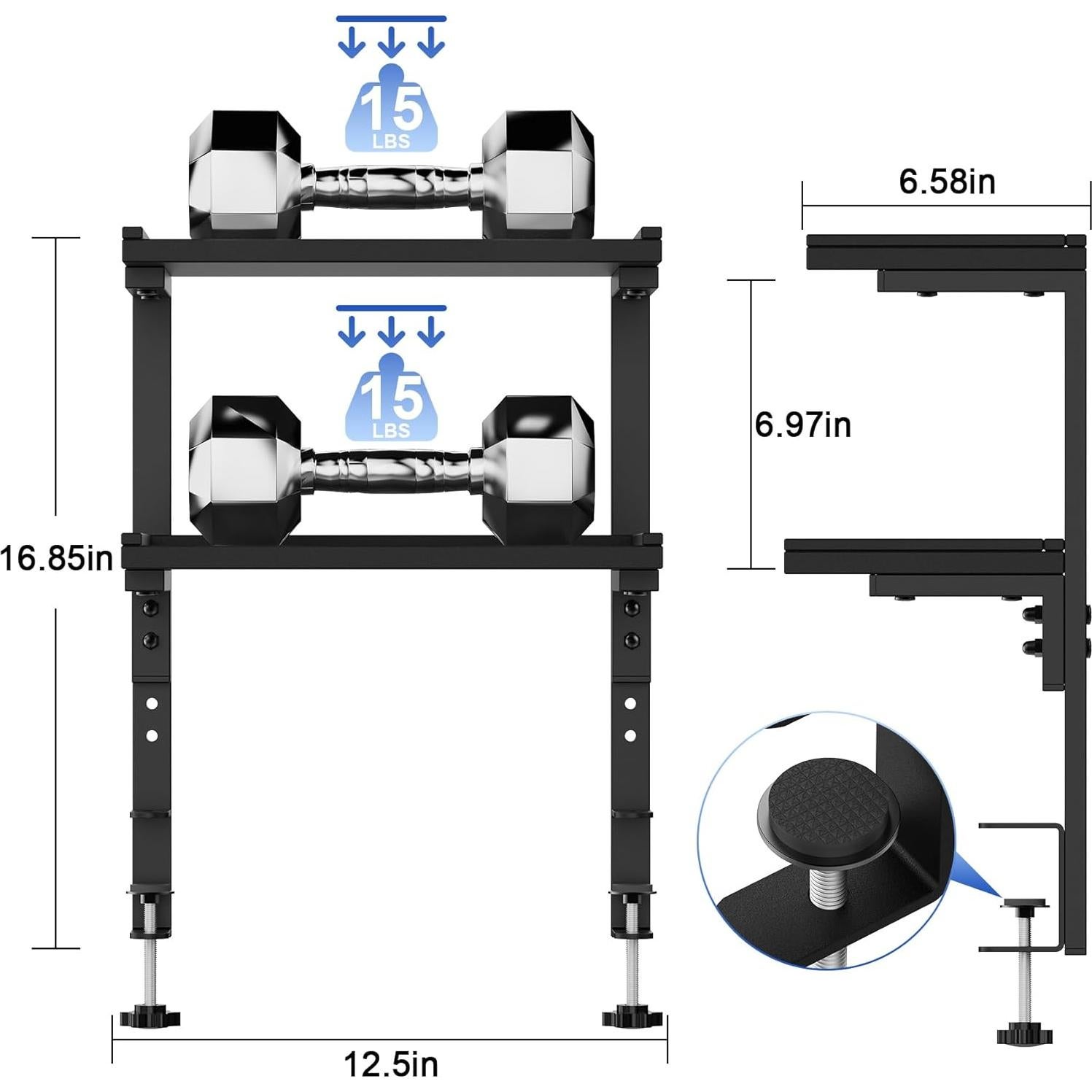 Estante de escritorio Spacrea SP-S-2 negro, 2 niveles ajustables