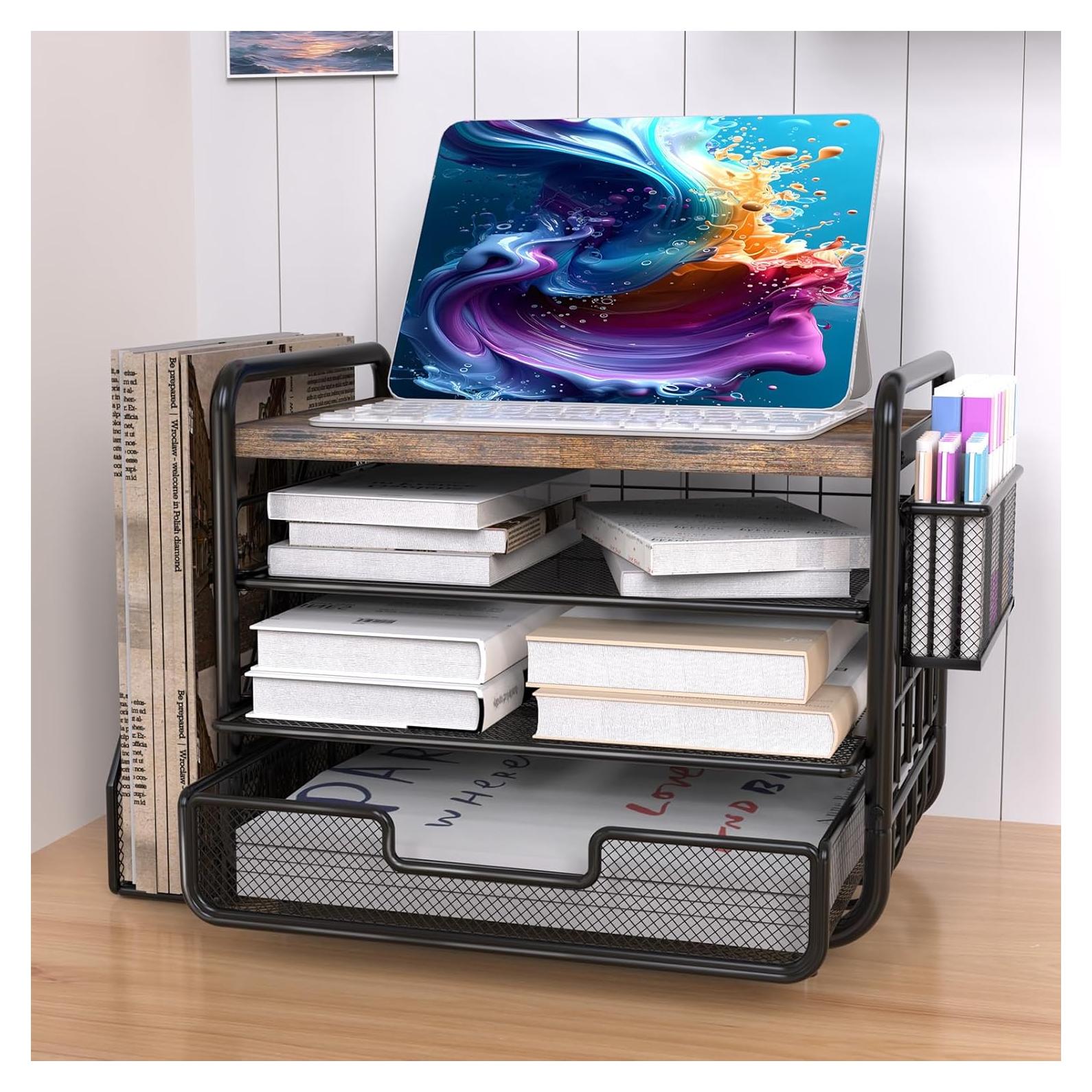 Organizador de Escritorio Alentar Madera y Metal 4 Niveles