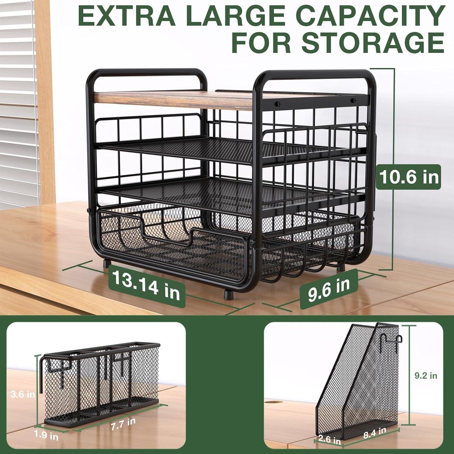 Organizador de Escritorio Alentar Madera y Metal 4 Niveles