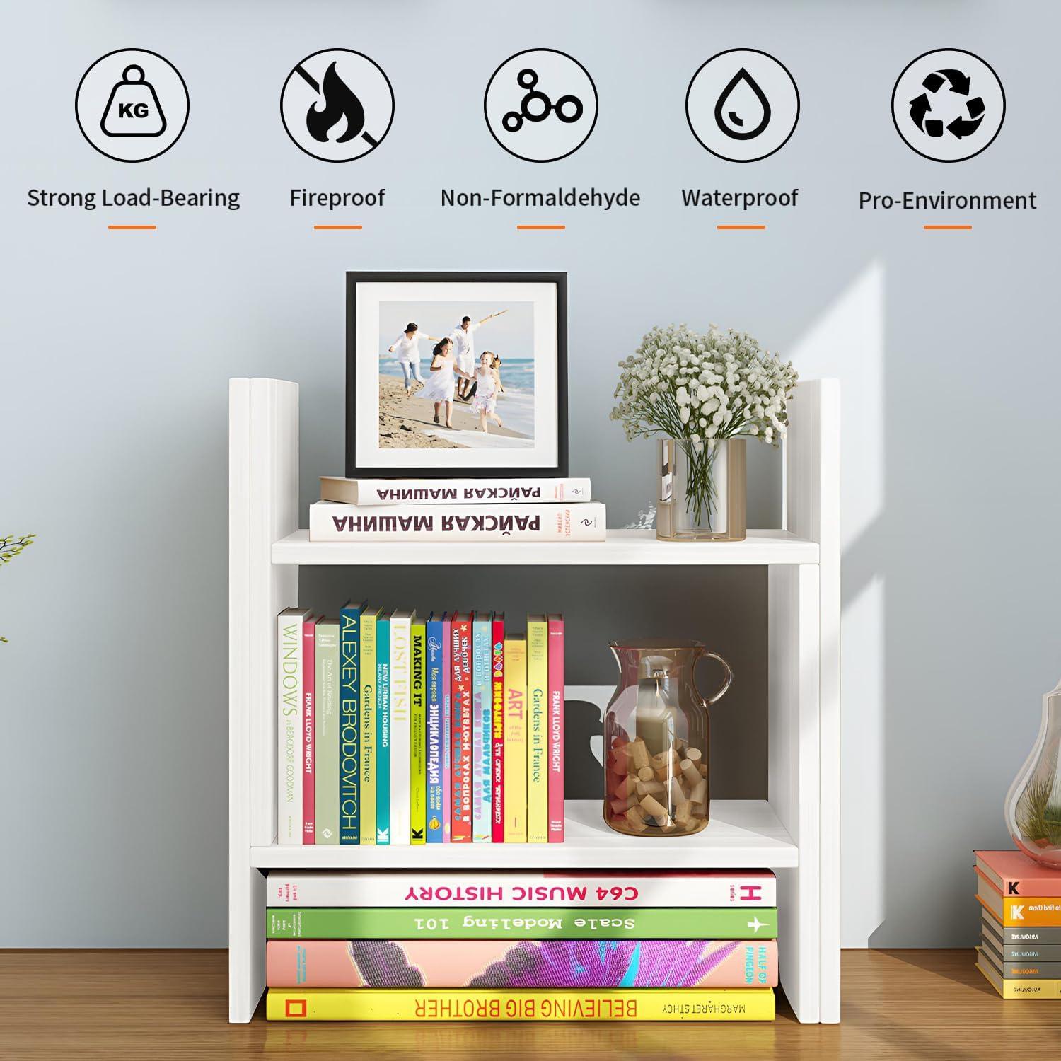 Estante de Escritorio Ajustable YSJILIDE de Madera Blanco